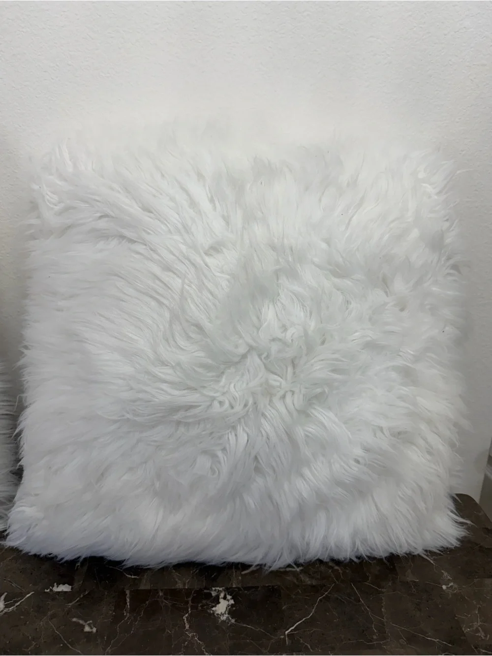 White Faux Fur Accent Pillows (Set of 2)